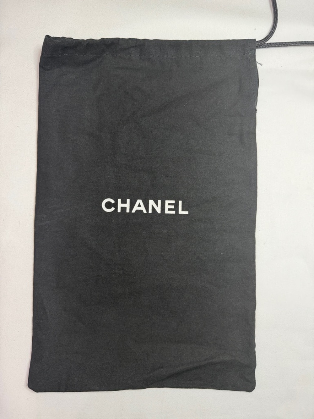 CHANEL Black Drawstring Logo Dust Pouch